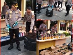 Ribuan Botol Miras dan Satu Ton Tuak disita Polresta Bengkulu