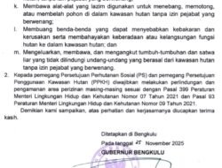 Antisipasi Bencana,Gubernur Bengkulu Perintahkan Untuk Jaga Kelestarian Hutan